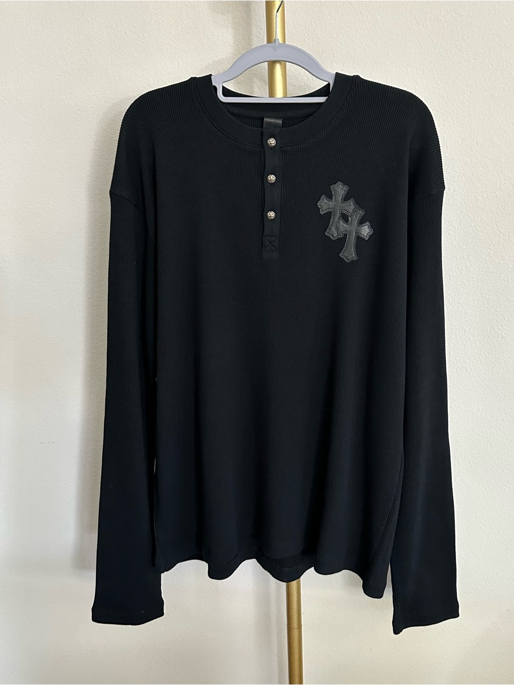 CHROME HEARTS Long Sleeve Henley Patched Thermal